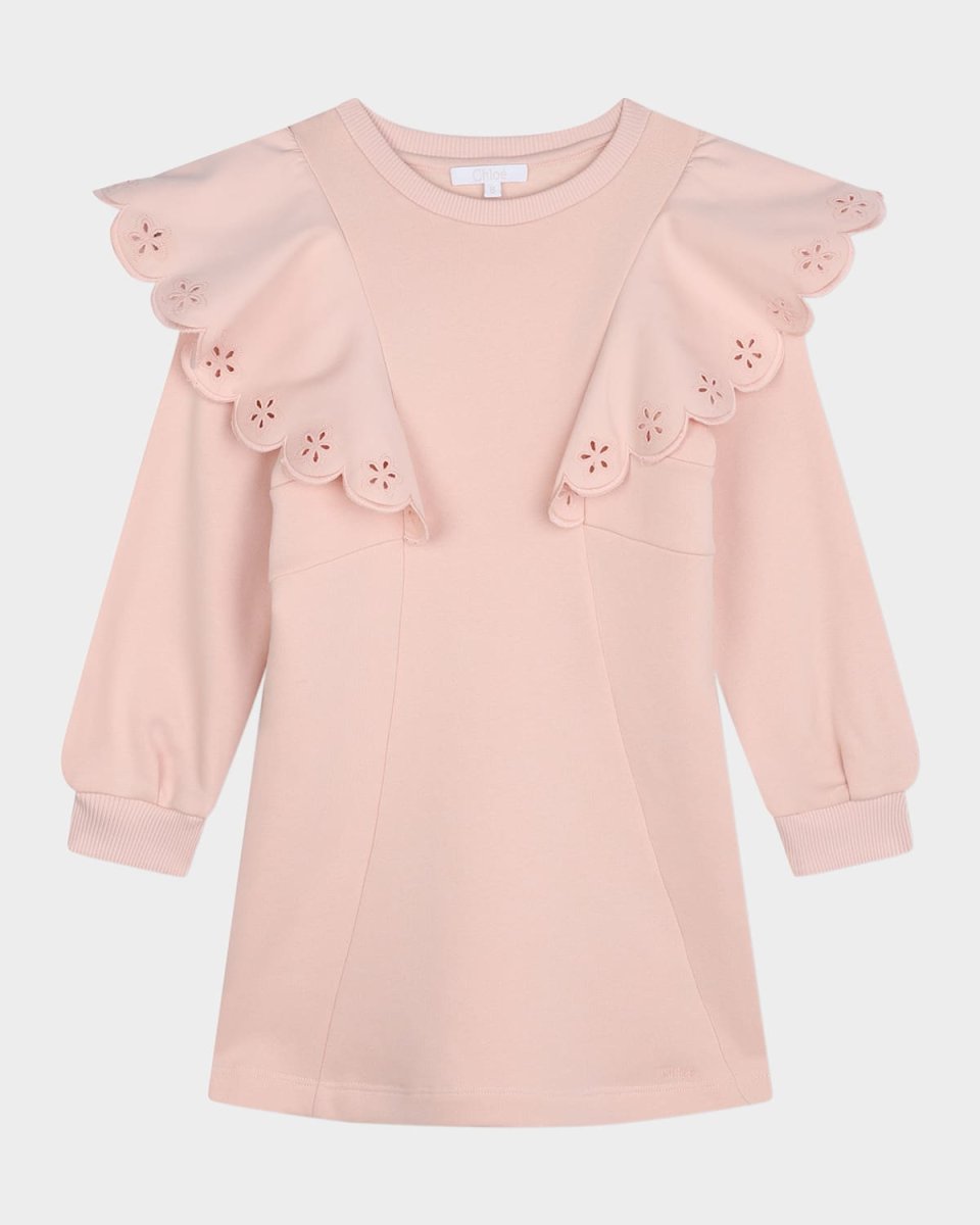 Girl's Scalloped Embroidered Dress, Size 4-